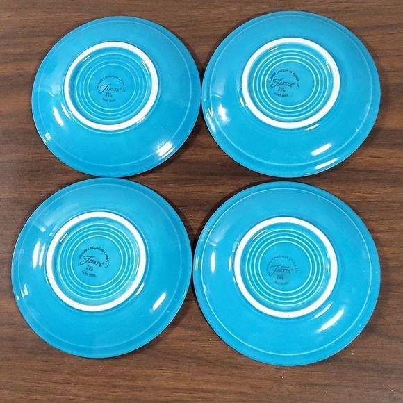 Homer Laughlin China‎ Co. Fiesta 4 Peacock Blue Saucers - Picture 2 of 11
